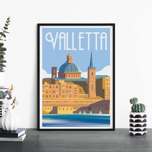 La Valeta, Malta, Arte de pared ilustrativo de impresión de viaje, 4 x 6 5 x 7 A4 A3 A2 A1