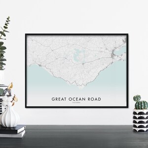 Great Ocean Road, Victoria, Australien Kunst, Stadtplan Druck Wandkunst | A4 A3 A2 A1