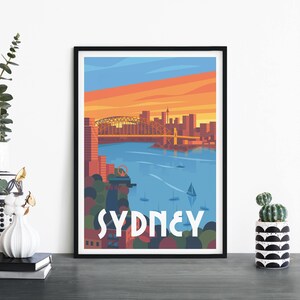 Sídney, Australia, Arte de pared ilustrativo de impresión de viajes, 4 x 6 5 x 7 A4 A3 A2 A1