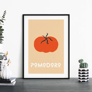 Pomodoro / Comida italiana Retro Impresión ilustrativa Arte de pared / 4x6 5x7 A4 A3 A2 A1