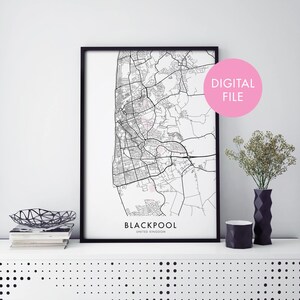 Blackpool, England, Vereinigtes Königreich, UK Stadtplan Druck Wandkunst | Druck zu Hause | Digital Download Datei