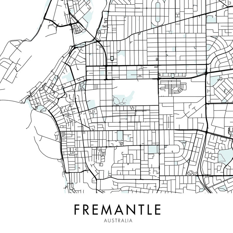 Fremantle Western Australia City Map Print Wall Art Print Etsy