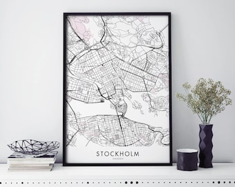 Stockholm, Sweden Art, City Map Print Wall Art | A4 A3 A2 A1