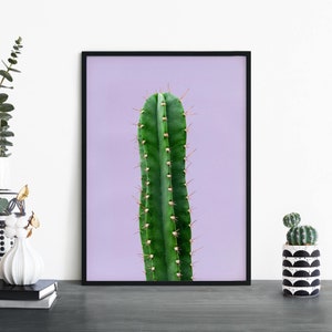 Lila Kaktus Pflanzendruck Wandkunst | A4 A3 A2 A1