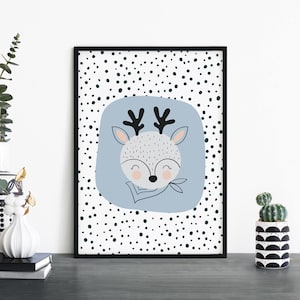 Cartel de ciervo Impresión Arte de pared / Niños Niños Niños Niñas Guardería Dormitorio / A4 A3 A2 A1