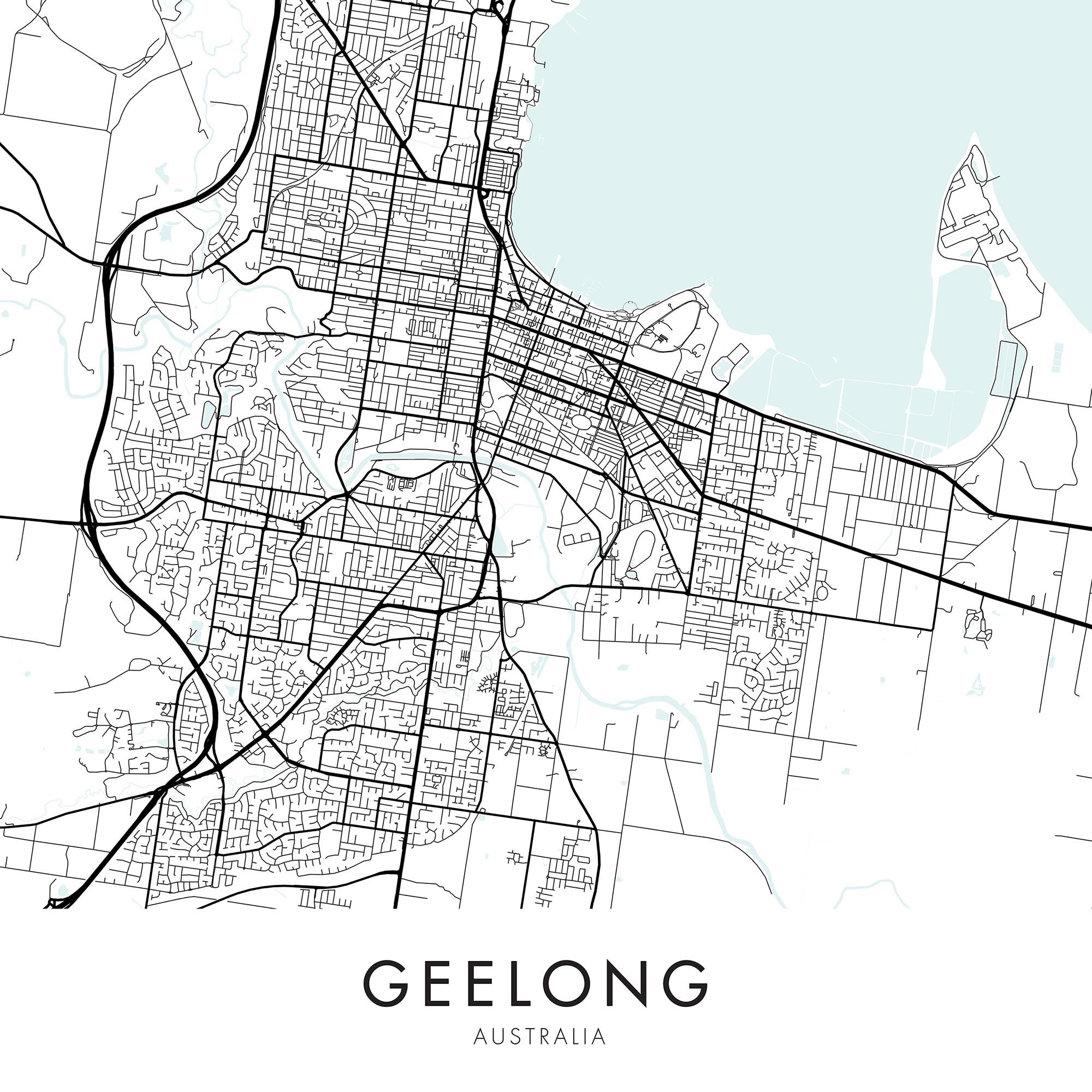 Geelong Victoria Australia City Art Map Print Wall Art A4 Etsy