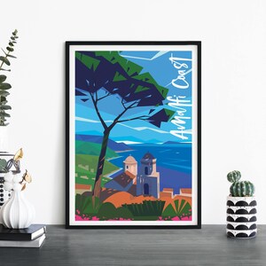 Costa de Amalfi, Italia / Arte ilustrativo de la pared de la impresión de viajes / 4x6 5x7 A4 A3 A2 A1