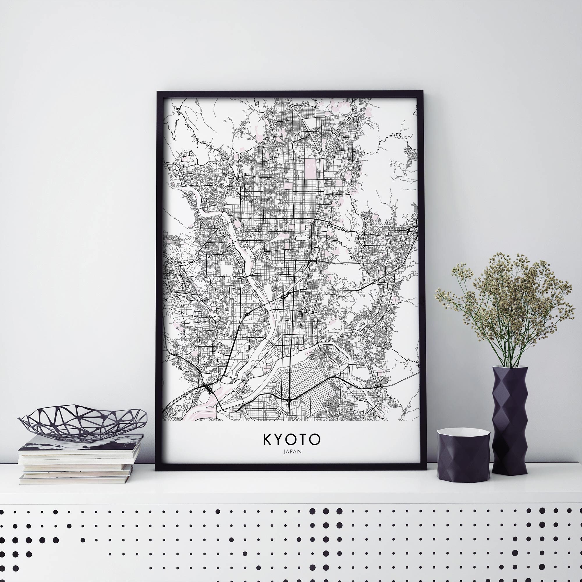 絵画 KYOTO Artirt High-quality REAL  SILVER Kyoto, Japan Art, City Map Print Wall Art | A4 A3 A2 A1 - Etsy Ireland