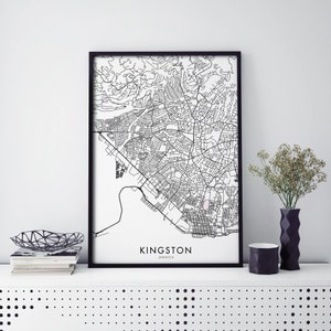 Kingston, Jamaica City Art, Map Print Wall Art | A4 A3 A2 A1
