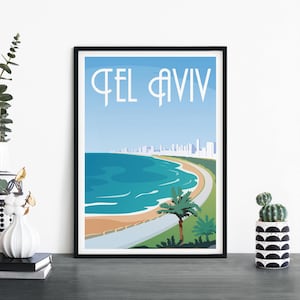 Tel Aviv, Israel | Illustrative Travel Print Wall Art | 4x6 5x7 A4 A3 A2 A1