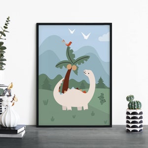 Dinosaur Poster Print Wall Art / Niños Niños Niños Niñas Guardería Dormitorio / A4 A3 A2 A1