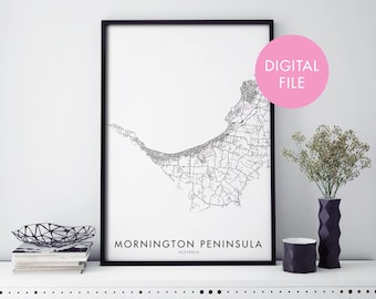 Mornington Peninsula, Victoria, Australia City Map Print Wall Art | Print At Home | Digital Download File