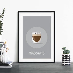 Impresión ilustrativa de Macchiato Coffee Wall Art / 4x6 5x7 A4 A3 A2 A1