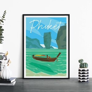 Phuket, Tailandia, Arte de pared ilustrativo de impresión de viajes, 4 x 6 5 x 7 A4 A3 A2 A1