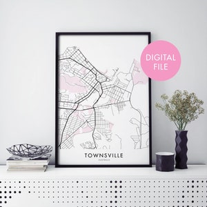 Townsville, Queensland, Australia City Map Print Wall Art | Print At Home | Digital Download File