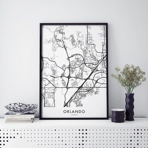 Orlando Theme Park Area, Florida, Verenigde Staten Stadsplattegrond Afdrukken Wall Art Poster | A4 A3 A2 A1