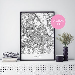 Hanoi, Vietnam Stadtplan Druck Wandkunst | Druck zu Hause | Digital Download Datei