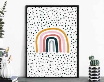 Rainbow Colourful Poster Print Wall Art | Childrens Kids Boys Girls Nursery Bedroom | A4 A3 A2 A1