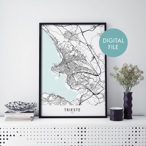Triest, Italien Stadtplan Druck Wandkunst | Druck zu Hause | Digital Download Datei