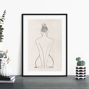 Female Back Fashion Line Drawing Print Wall Art | 4x6 5x7 A4 A3 A2 A1