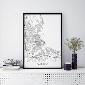 Palermo, Sicily, Italy City Map Print Wall Art Poster | A4 A3 A2 A1