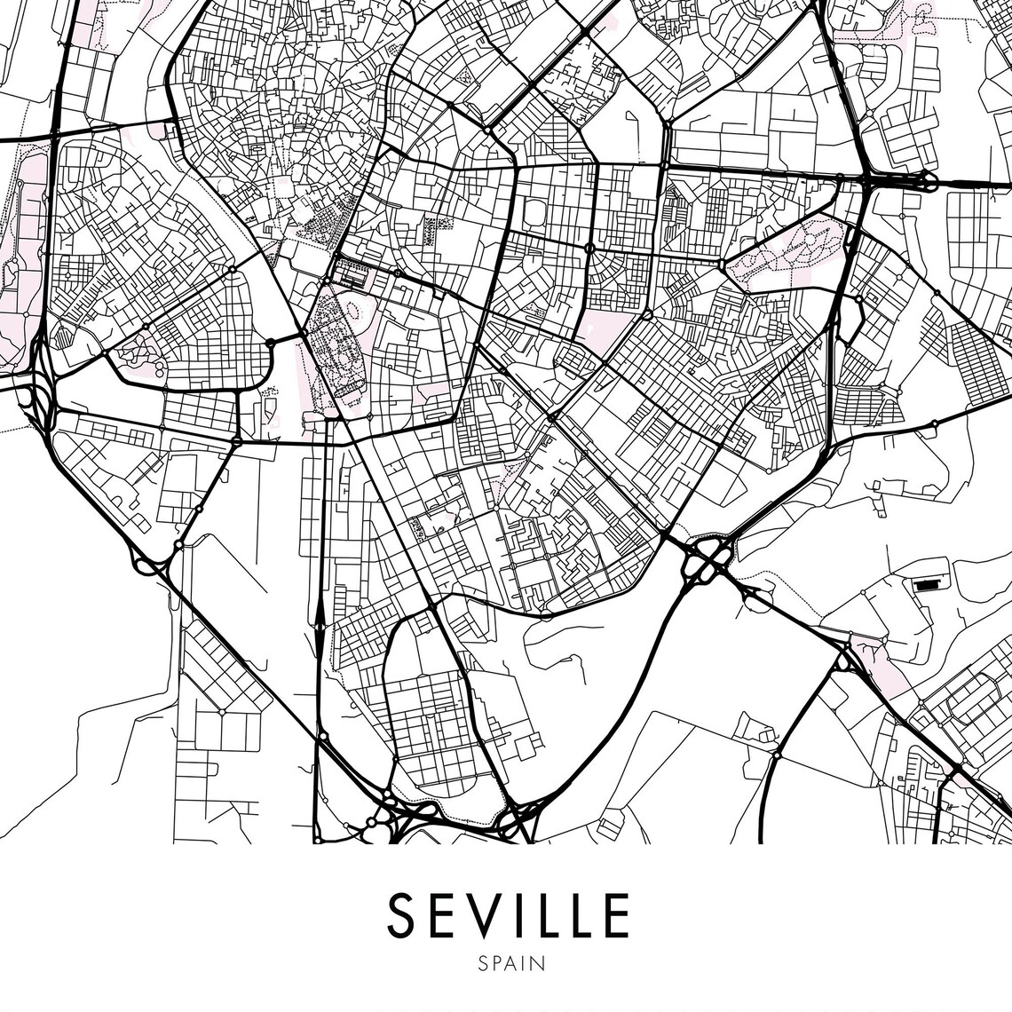 Seville Spain City Map Print Wall Art Print at Home Etsy