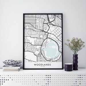Woodlands, arte de Perth Austrália, arte da parede do impressão do mapa da cidade | A4 A3 A2 A1