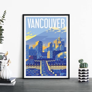 Vancouver, Canadá / Arte ilustrativo de la pared de la impresión de viajes / 4x6 5x7 A4 A3 A2 A1
