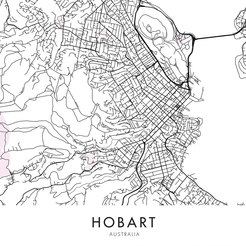 Hobart Tasmania Art City Map Print Wall Art A4 A3 A2 A1 Etsy Australia