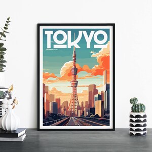 Tokio, Japón, Arte de pared ilustrativo de viaje, 4 x 6 5 x 7 A4 A3 A2 A1