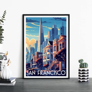 San Francisco, California / Arte ilustrativo de la pared de la impresión de viajes / 4x6 5x7 A4 A3 A2 A1