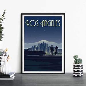 Los Ángeles, California, Arte de pared ilustrativo de impresión de viajes, 4 x 6 5 x 7 A4 A3 A2 A1