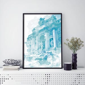 Trevi Fountain, Rome, Italy Watercolour Print Wall Art | 4x6 5x7 A4 A3 A2