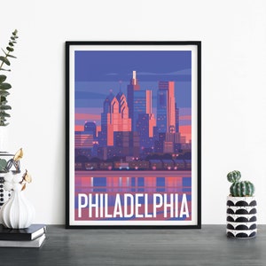 Filadelfia, Pensilvania / Arte ilustrativo de pared con impresión de viajes / 4x6 5x7 A4 A3 A2 A1
