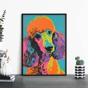 Caniche / Perro colorido Impresión ilustrativa Arte de pared / A4 A3 A2 A1