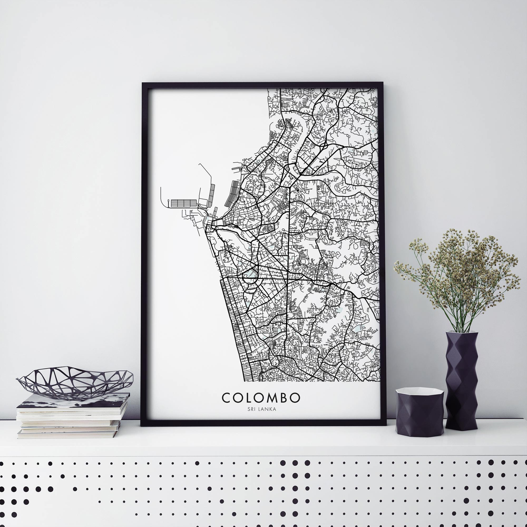 Colombo Sri Lanka Art City Map Print Wall Art A4 A3 A2 A1