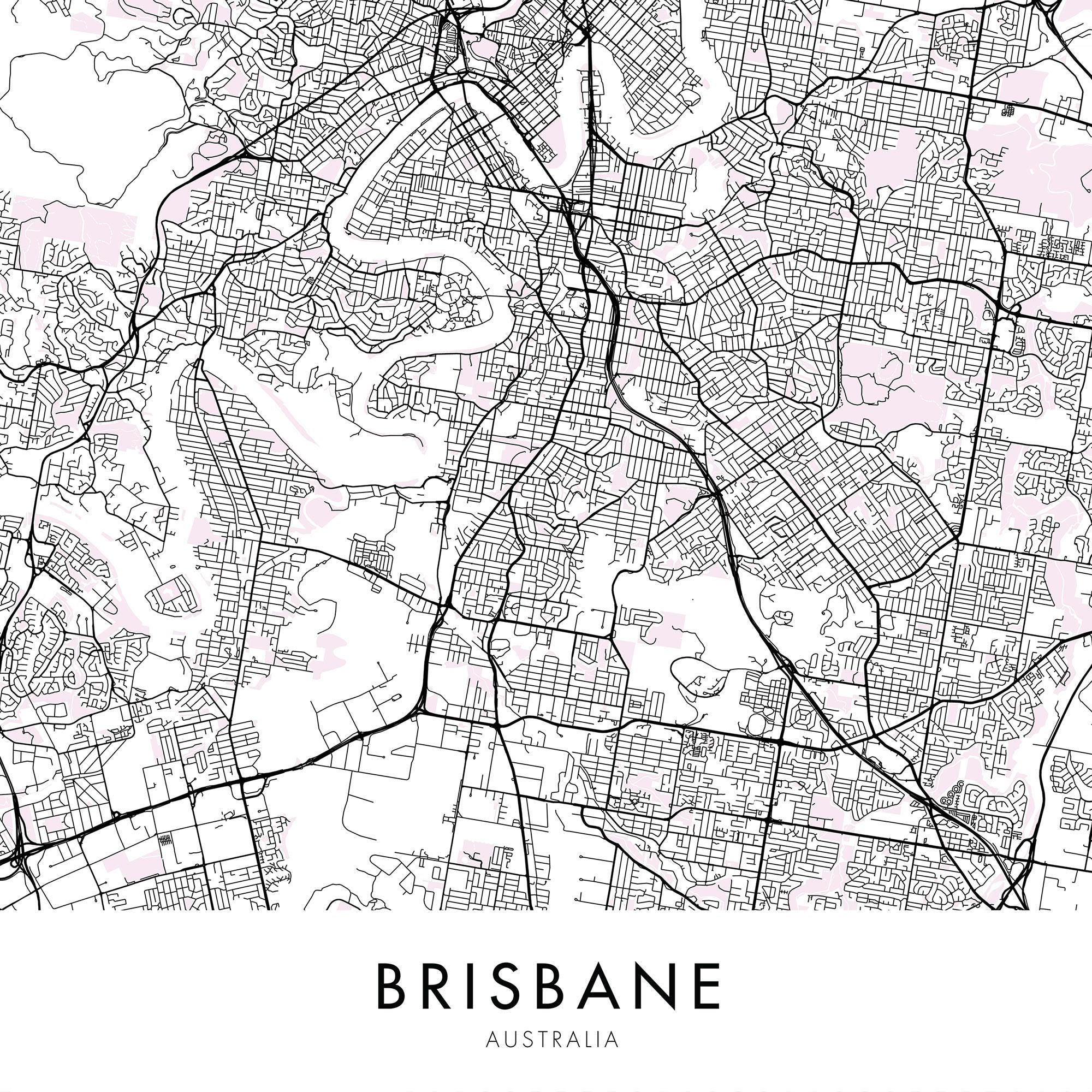 Brisbane Australia City Map Print Wall Art Print at Home Etsy Australia