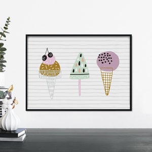 Rainbow Heaven Ice Cream Ilustrativo Niños Impresión Infantil Arte de Pared / 4x6 5x7 A4 A3 A2 A1