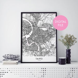Taipei, Taiwan Stadskaart Print Kunst aan de muur | Afdrukken Thuis | Digitaal downloadbestand