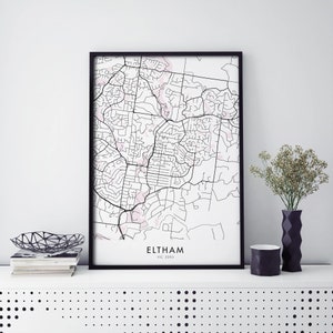 Eltham, Melbourne Art, City Map Print Wall Art | A4 A3 A2 A1