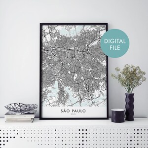São Paulo, Brasilien Stadtplan Druck Wandkunst | Druck zu Hause | Digital Download Datei