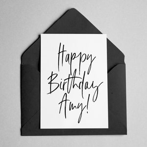 Personalized Birthday Card - Brush Font - "Happy Birthday *Name*"