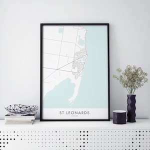 St Leonards, Victoria, Australien Kunst, Stadtplan Druck Wandkunst | A4 A3 A2 A1