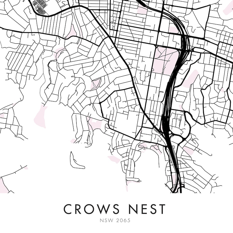 Crows Nest Sydney Australia City Map Print Wall Art Print Etsy