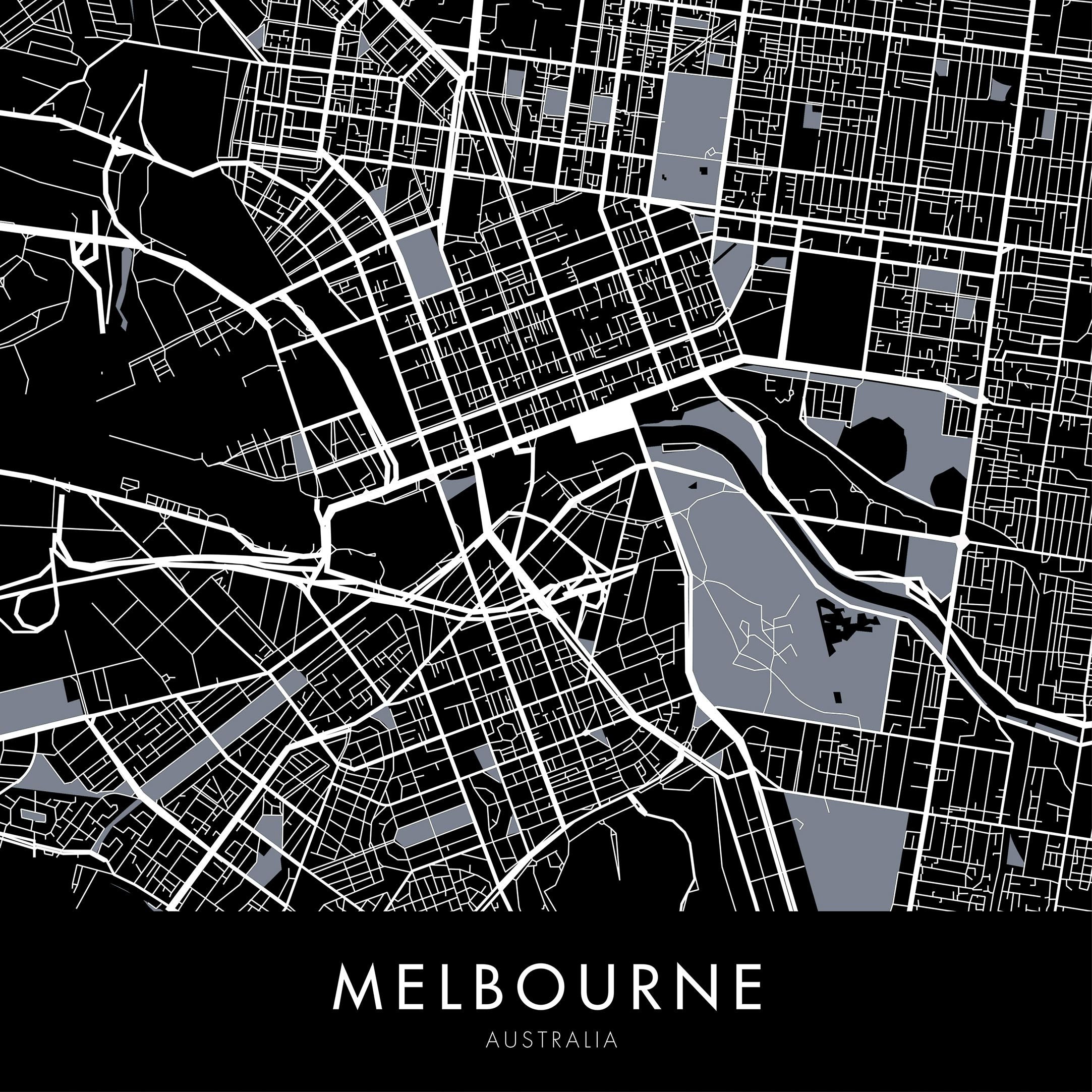 Melbourne City Map Print Wall Art | Print at Home | Digital Download ...
