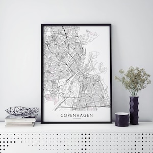 Copenhague, Danemark Art, City Map Print Wall Art | A4 A3 A2 A1