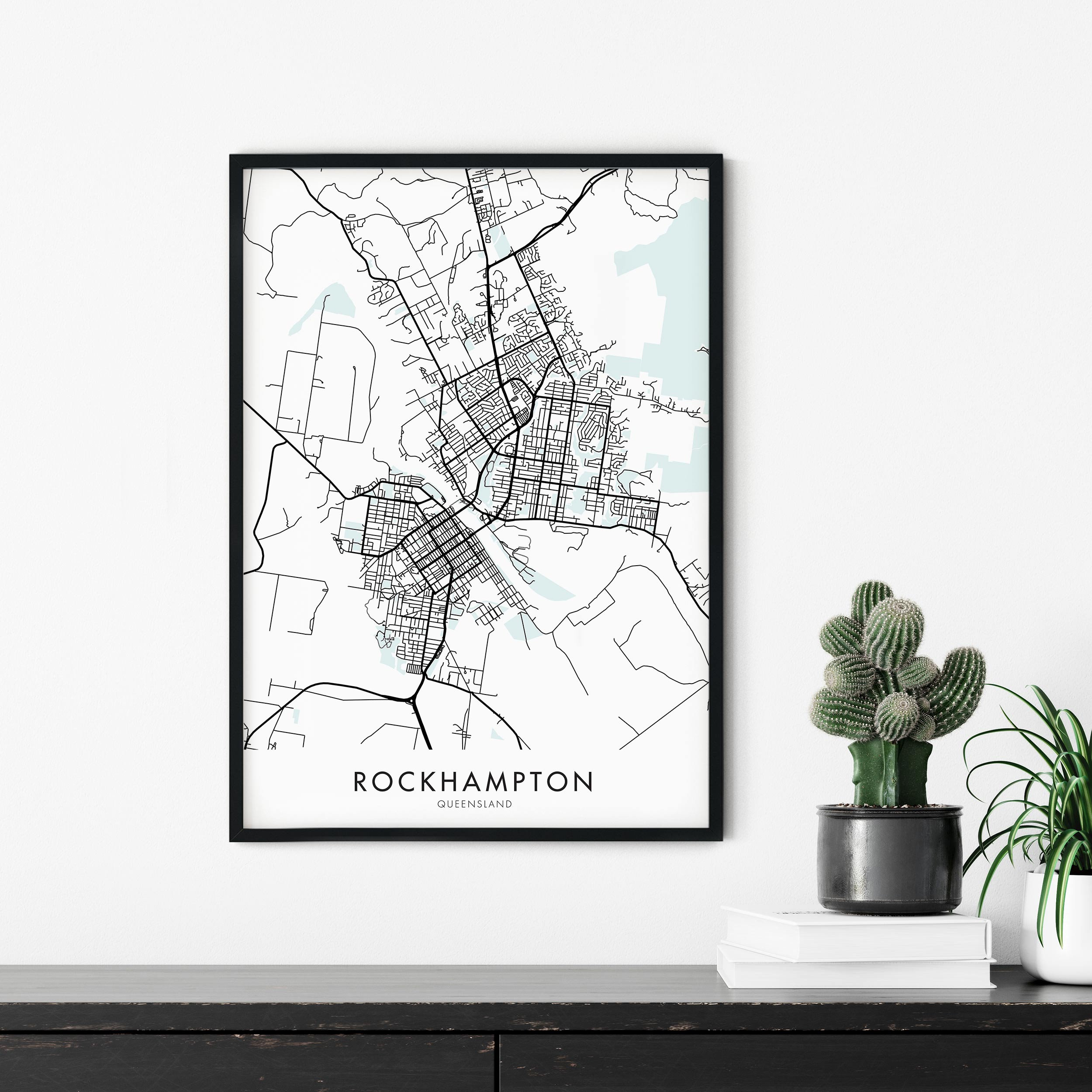 Rockhampton Queensland Australia Art City Map Print Wall Etsy