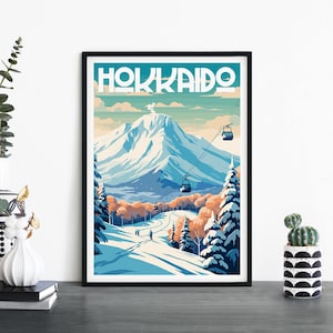 Hokkaido, Japón, Arte de pared ilustrativo de viaje, 4 x 6 5 x 7 A4 A3 A2 A1