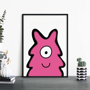 Lucy / Pink Monster Kids Children's Print Wall Art / 4x6 5x7 A4 A3 A2 A1