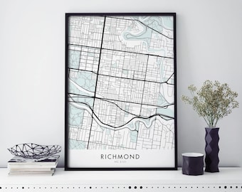 Richmond, Melbourne Art, City Map Print Wall Art | A4 A3 A2 A1